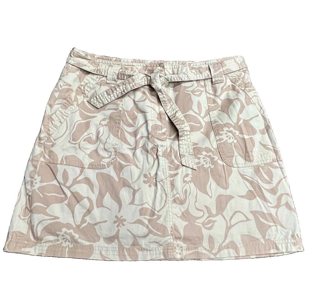 Women’s Skort Size 12 Tan Floral Stretch Golf Tennis Cotton Blend Summer